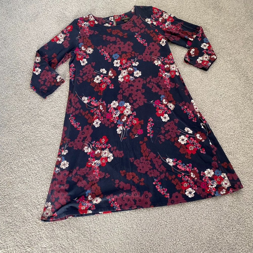 - J. Jill Dress Wearever Collection Floral Shift Dress 3/4 Sleeves Women's SMALL